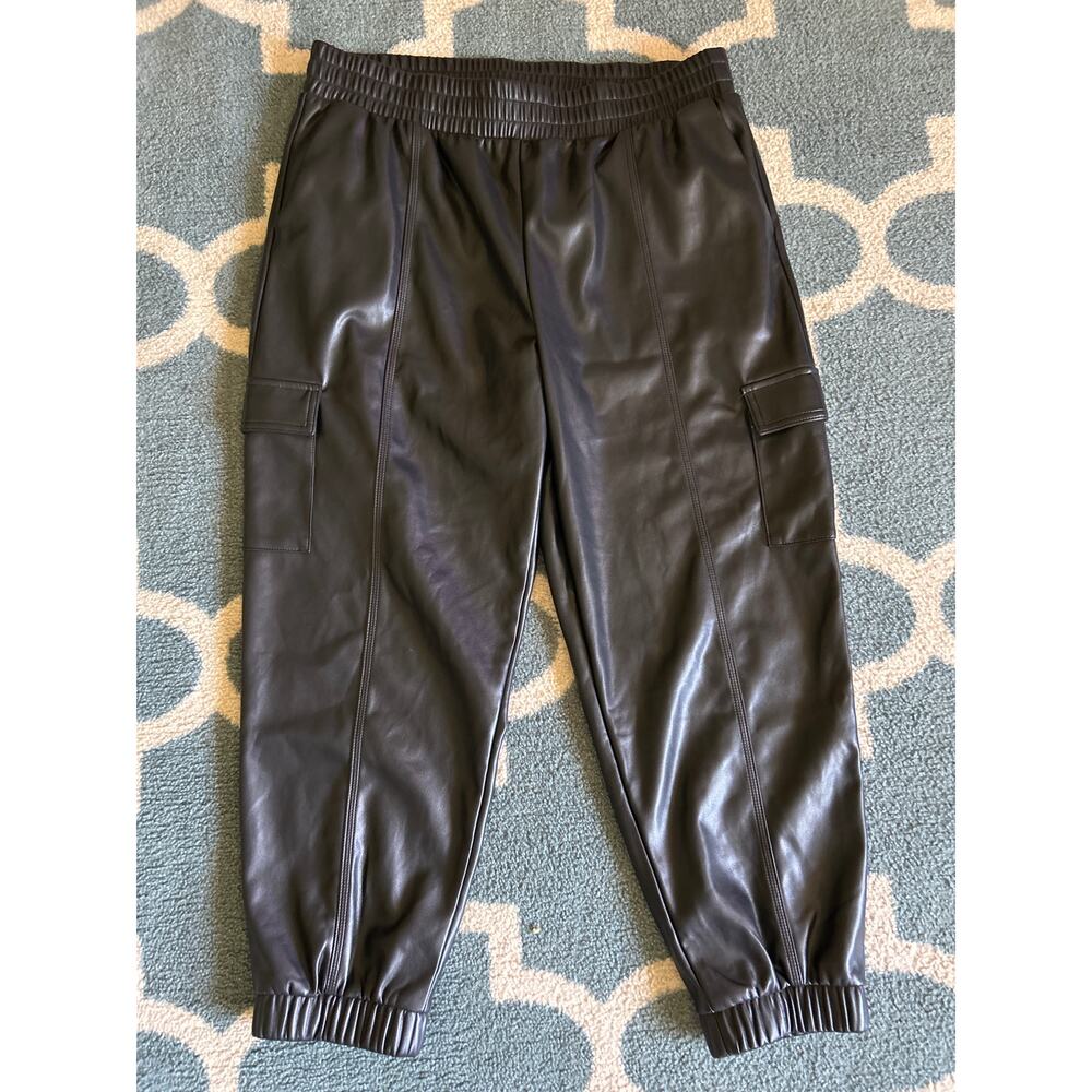Lou & Grey Black Faux Leather Joggers